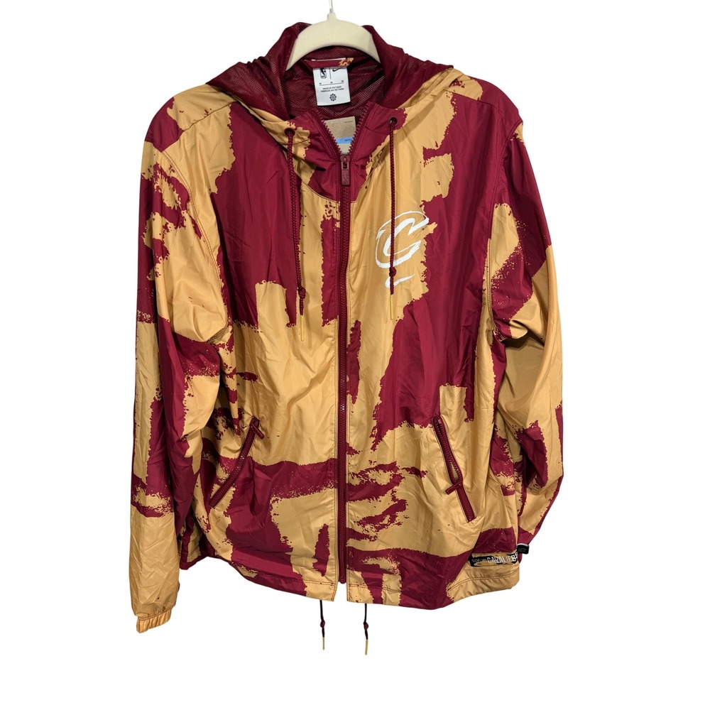 Nike Cleveland Cavaliers NBA Windbreaker Basketball Jacket Medium Red Gold New